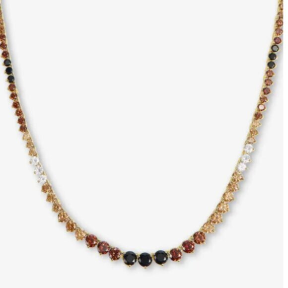 Melinda Maria Ombré Chocolate Gold Tennis Necklace Limited Edition 16" FIRM - Picture 4 of 6
